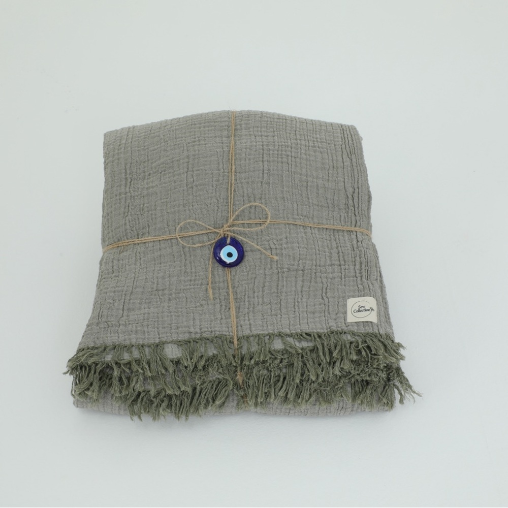 Cloud Linen Gauze Bed Blanket Sage -Full/Queen